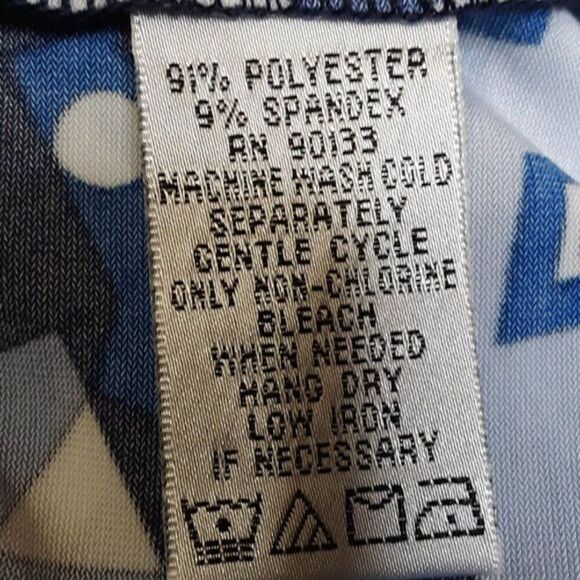 Linea By Louis Dell’Olio Blue Motif V-neck Blouse 2X - Picture 7 of 12